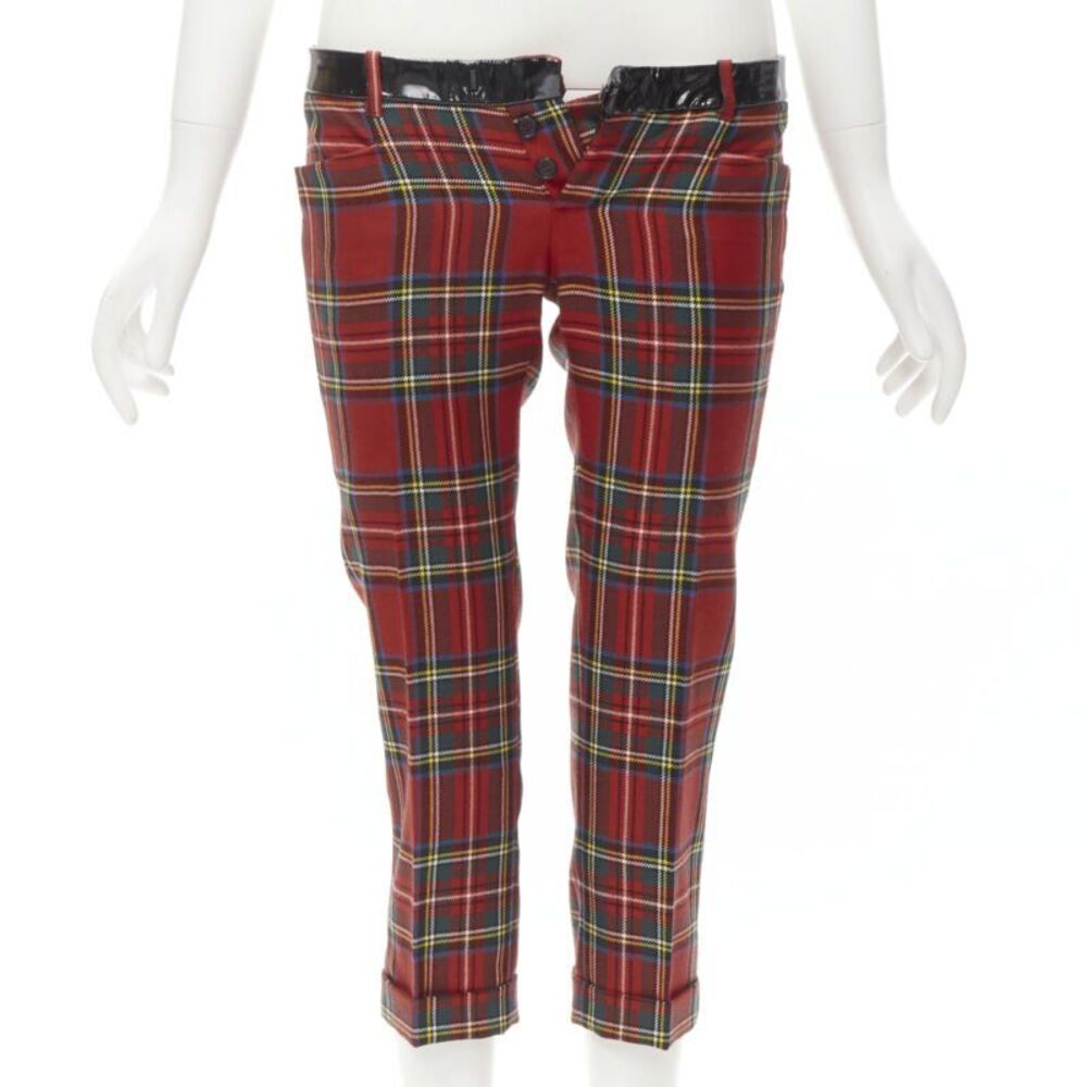 Dsquared2 Punk Plaid Patent Cropped Pants